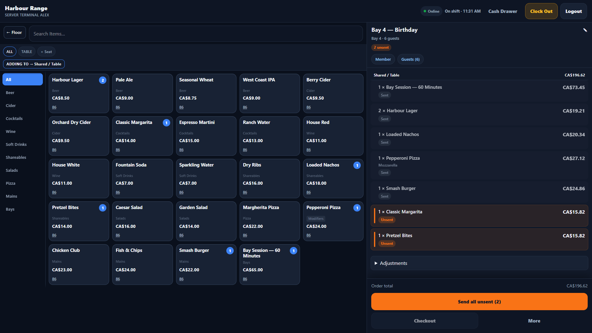 GolfBooking point of sale screenshot